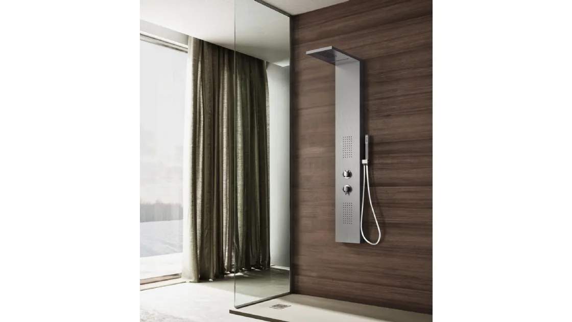 Pannello Doccia Multifunzione in acciaio inox con cascata cervicale Ginevra Evo di Vanita Docce