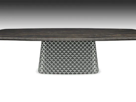 Tavolo con base in cristallo e piano in ceramica Atrium Keramik Premium di Cattelan Italia
