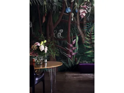 Carta da parati con piccole scimmie nella foresta Looks in the Forest in London Art