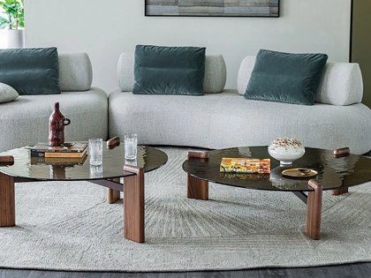 Tavolino Lagoon in vetro e legno di Cattelan Italia