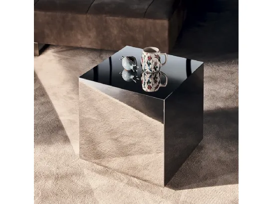 Tavolino a cubo in acciaio inox Dadox Pouf di Cattelan Italia