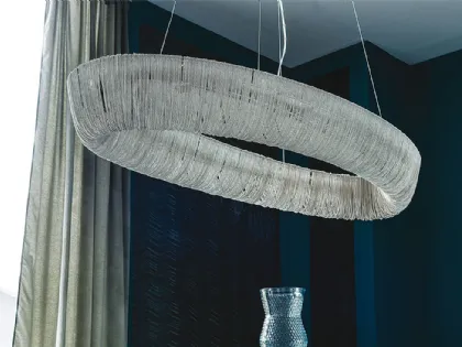 Lampada a sospensione composta da catenelle in alluminio Cellini di Cattelan Italia
