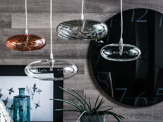 Lampada a sospensione in vetro borosilicato trasparente Lim di Cattelan Italia