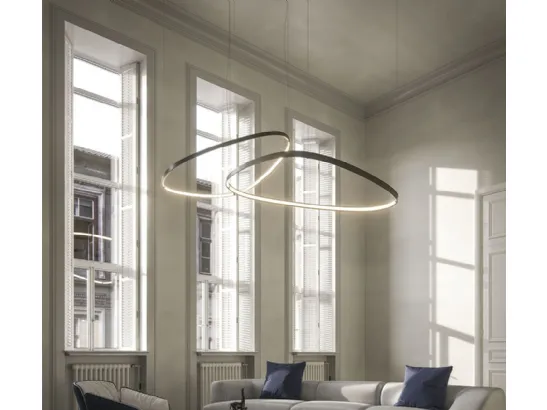 Lampada a sospensione Magellano Magnum in acciaio verniciato titanio di Cattelan Italia