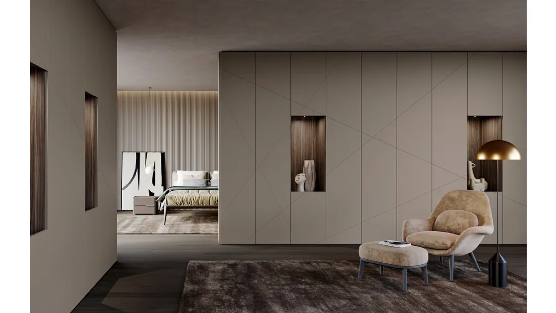Armadio Decor Shanghai con ante battenti in laccato Nocciola di Olivieri