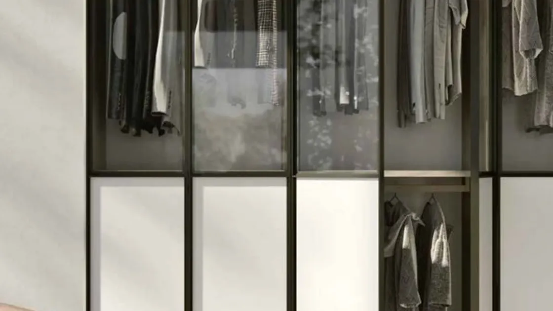 Armadio anta battente in laccato opaco e vetro Glass Mixa di Orme