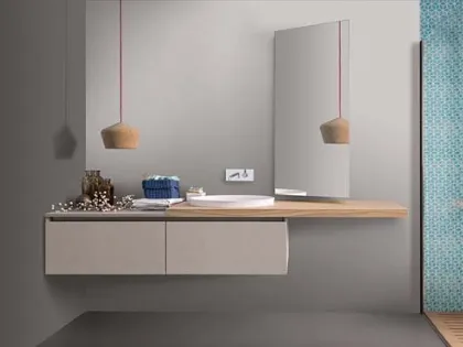 Mobile da Bagno sospeso in melaminico con top in rovere 45 10 di Birex