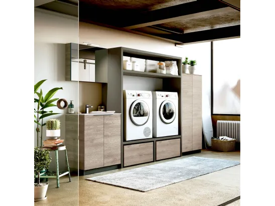 Mobile da Bagno per lavanderia in laminato e HPL Laundry 05 di Puntotre