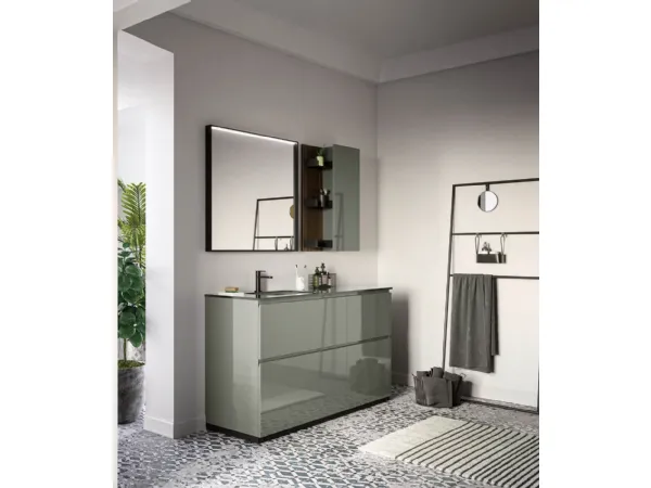 Mobile da Bagno a terra laccato lucido Sistema Gola 12 di Puntotre