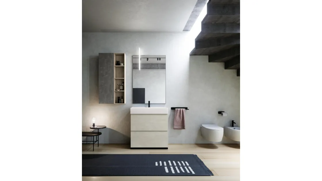 Mobile da Bagno a terra in laminato Sistema Gola 13 di Puntotre