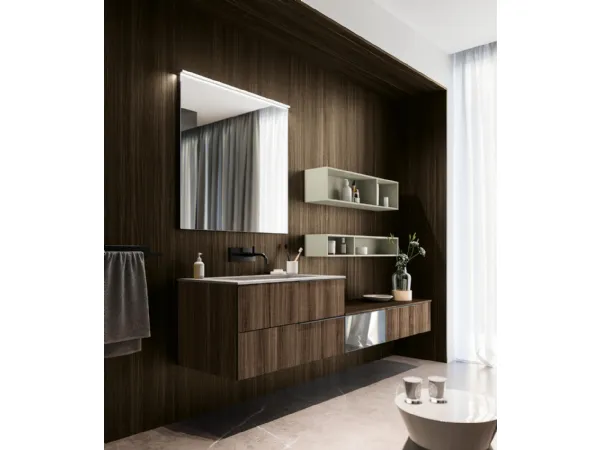 Mobile da Bagno sospeso in laminato finitura Eucalipto Sistema Maniglia 17 di Puntotre