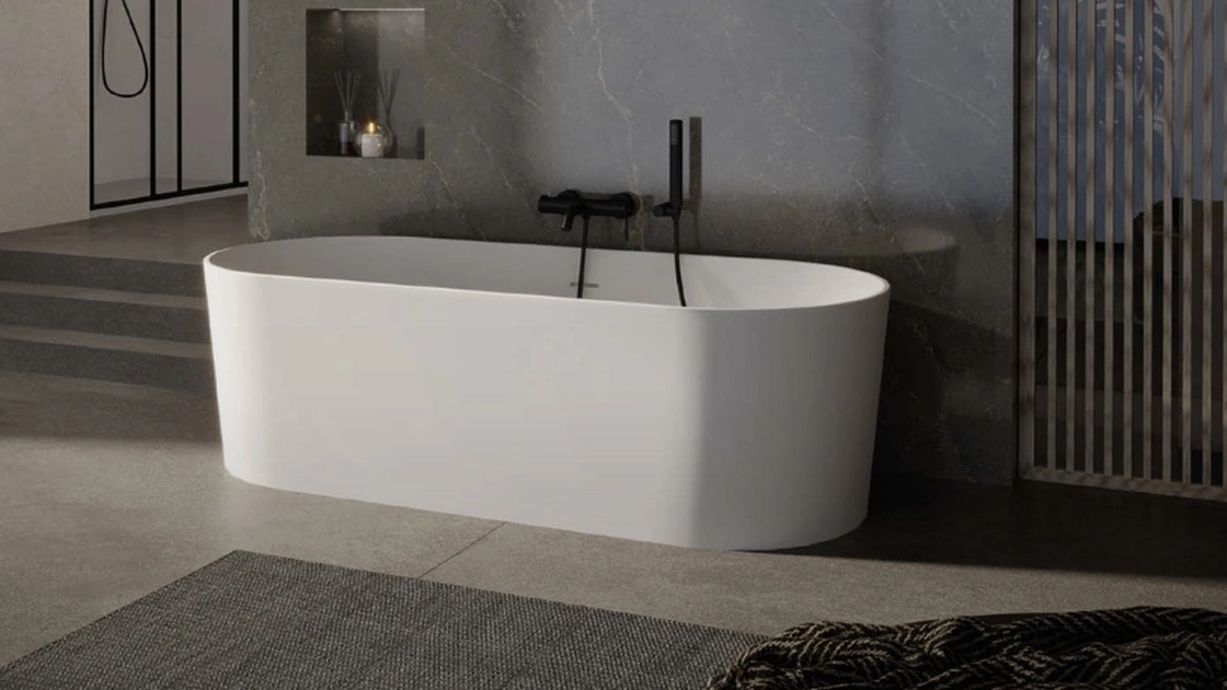 Vasca da Bagno freestanding Bella in solid surface bianco opaco di Vanita Docce