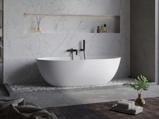 Vasca da Bagno freestanding Celeste in solid surface bianco opaco di Vanita Docce