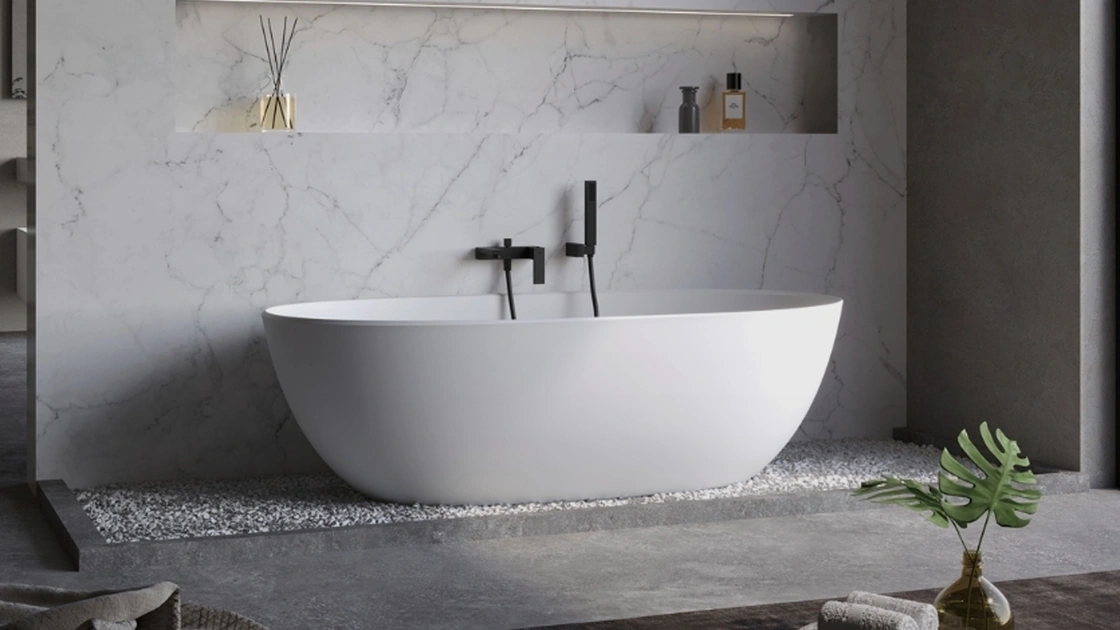 Vasca da Bagno freestanding Celeste in solid surface bianco opaco di Vanita Docce