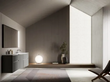 Mobile da Bagno sospeso con base curva laccato opaco Vertigo Evolution 13 di Puntotre