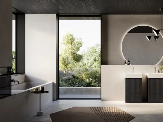 Mobile da Bagno a terra Vertigo 15 in polimerico Frassino Nero di Puntotre
