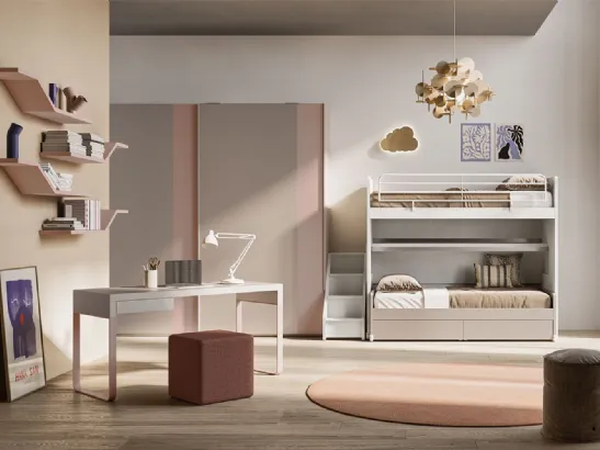 Cameretta a soppalco con gradini contenitore Start S26 di Clever