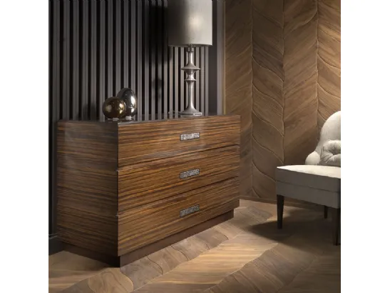 Comò Segreti S395Z in legno finitura Piuma Ebano con inserto in ceramica artistica di Arte Brotto
