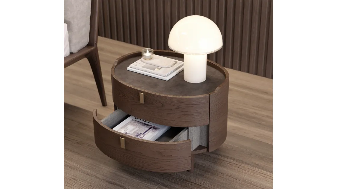 Comodino Kalè Rovere Moka di Olivieri