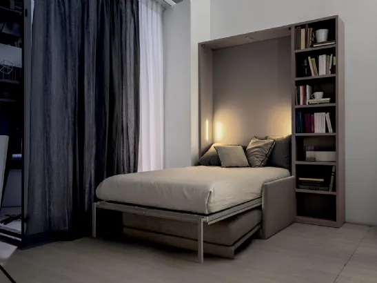 Letto da una piazza e mezza in laccato opaco color tortora Comp 270 di Tumidei