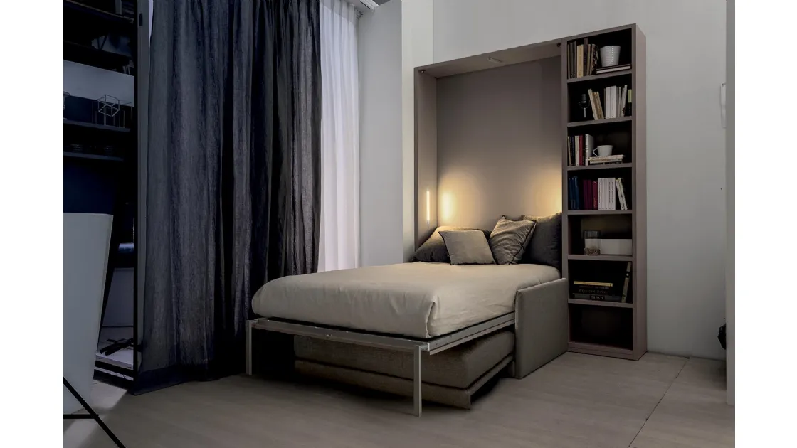 Letto da una piazza e mezza in laccato opaco color tortora Comp 270 di Tumidei