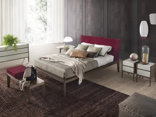 Letto Andrea Rovere Visone con Cuscino Testata in Velluto decoro Cardinale di Olivieri