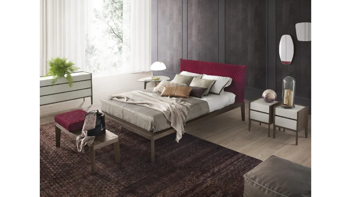 Letto Andrea Rovere Visone con Cuscino Testata in Velluto decoro Cardinale di Olivieri