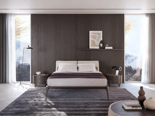 Letto Kalè Rovere Carbon con cuscini imbottiti di Olivieri