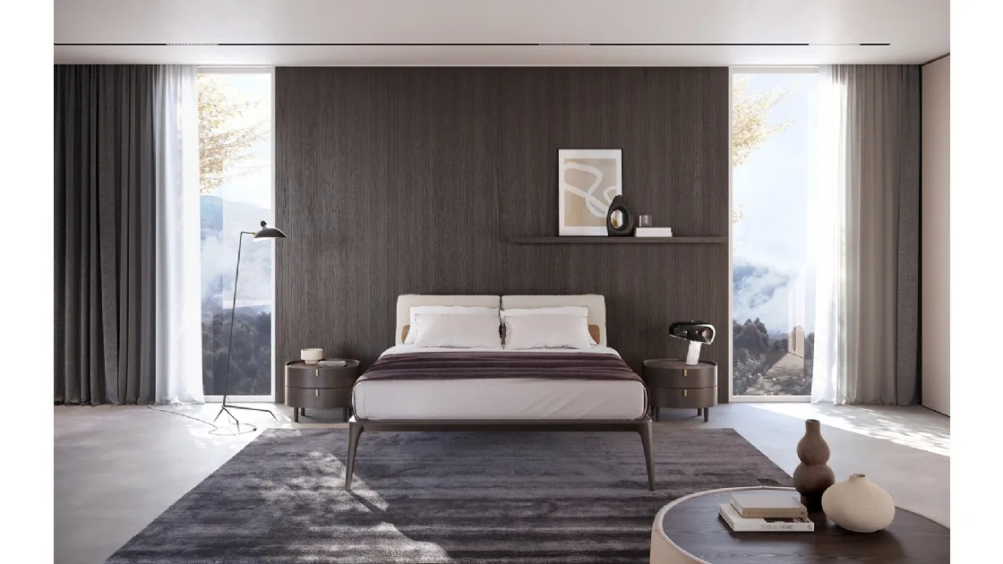 Letto Kalè Rovere Carbon con cuscini imbottiti di Olivieri