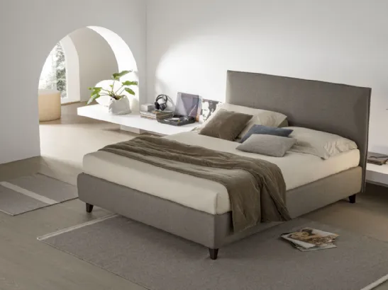 Letto in tessuto imbottito con box contenitore Mood di V&Nice