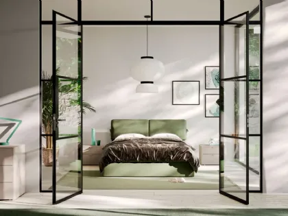 Letto imbottito in tessuto Lenox di Orme