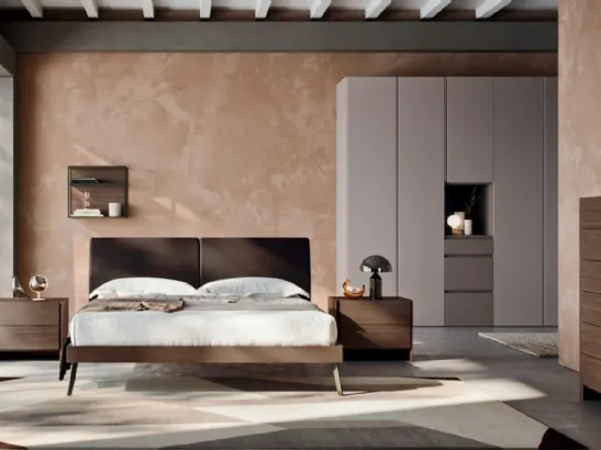 Letto in legno con testiera in ecopelle Ofelia di Orme