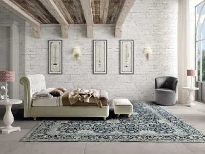 Letto classico in pelle imbottito con testiera trapuntata Raffaello di Le Comfort