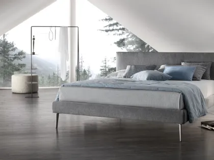 Letto elegante in tessuto con testiera Sander di V&Nice