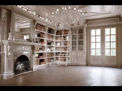 Libreria Boiserie Bastia Heritage in legno laccato di Arte Brotto