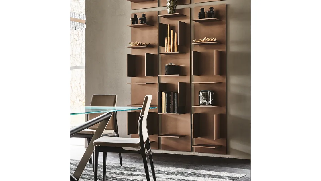 Libreria componibile a muro in legno laccato bianco Fifty di Cattelan Italia