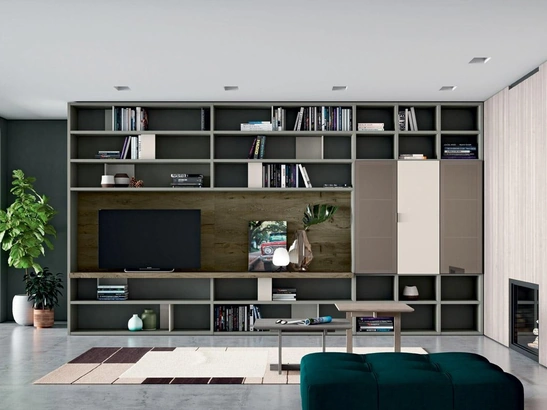 Libreria Composizione Horizon 865 in laccato e legno di Mobilgam