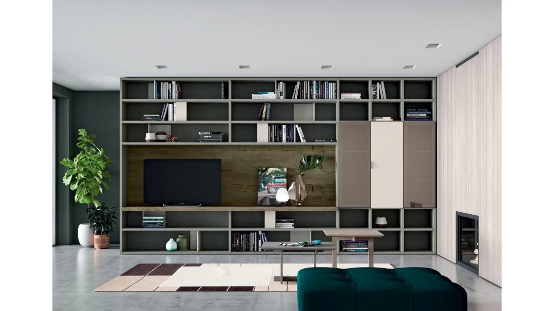 Libreria Horizon 865 in laccato e legno di Mobilgam