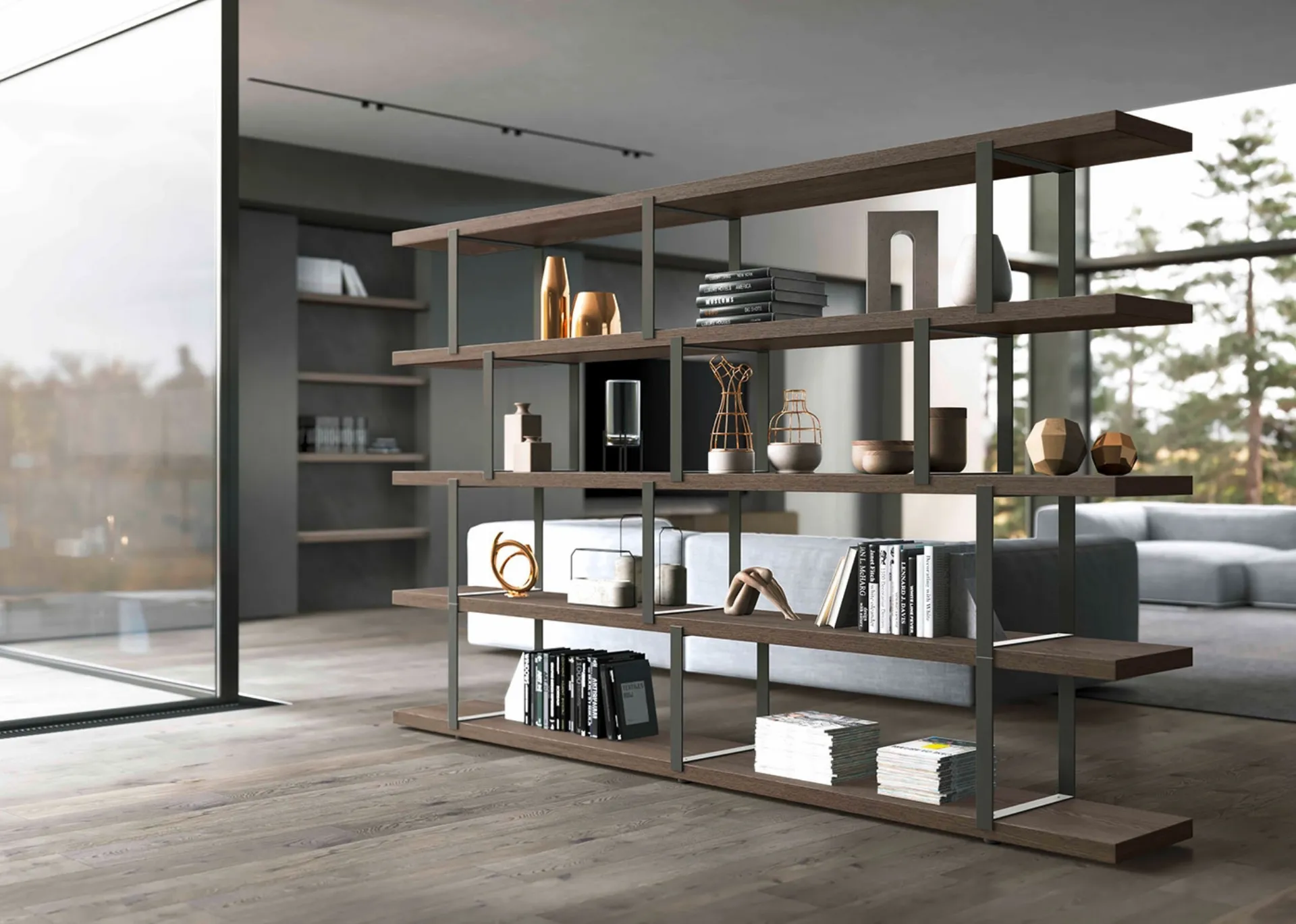 Libreria New York Rovere Grigio di Olivieri