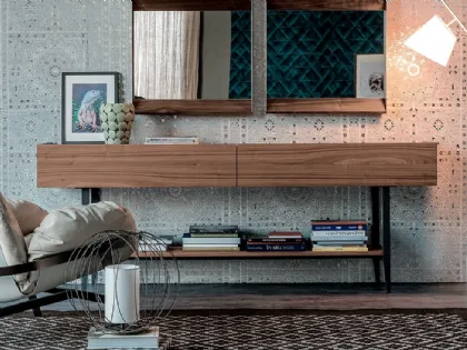 Madia in noce con gambe in metallo Horizon di Cattelan Italia