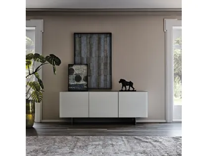 Madia in legno laccato opaco e ante in cristallo verniciate Focus di Cattelan Italia