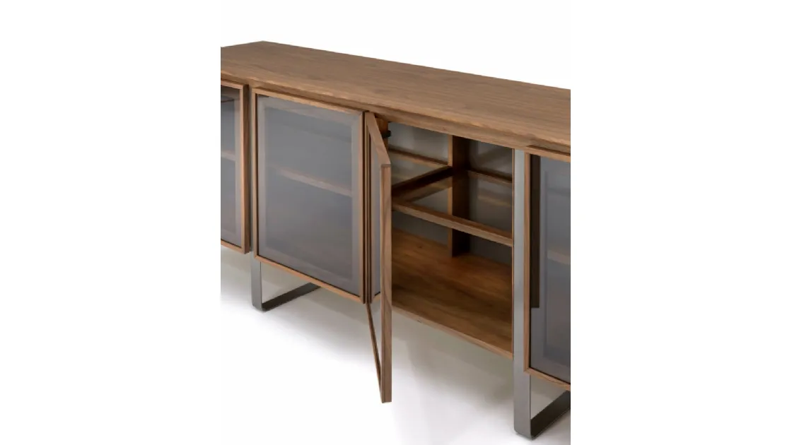 Madia Leonardo L415 in legno e vetro di Arte Brotto