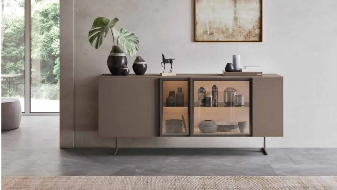 Madia moderna in laccato opaco con ante in vetro System Modulo 01 di Orme