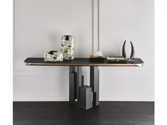 Consolle in Olmo e acciaio Skyline Wood-C di Cattelan Italia