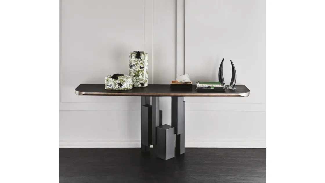 Consolle in Olmo e acciaio Skyline Wood-C di Cattelan Italia