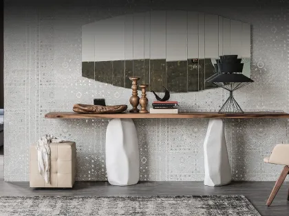 Consolle con piano in legno massello e gambe in cemento verniciato Rapa Nui di Cattelan Italia