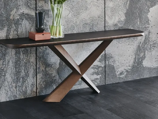 Consolle con piano in legno massello e acciaio Terminal Wood-C di Cattelan Italia