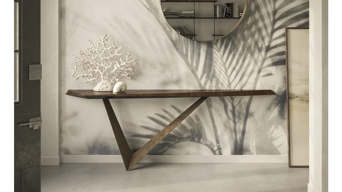 Consolle di design con top in legno e base in acciaio Varenne di Cattelan Italia