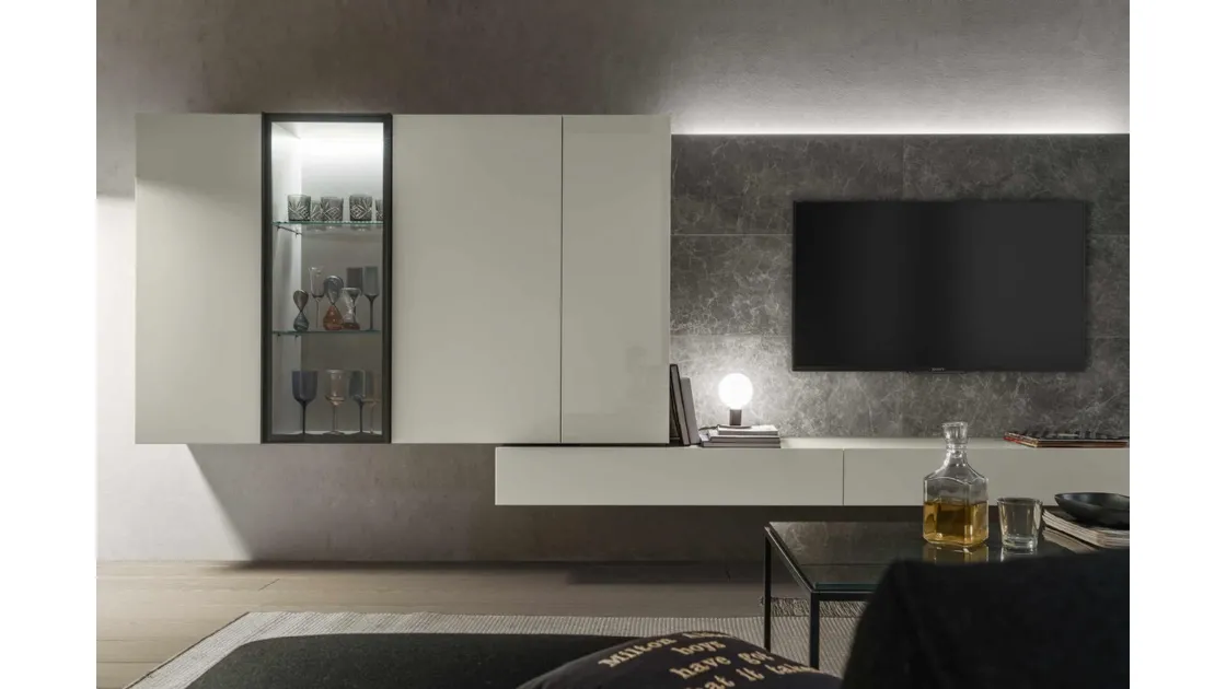Mobile Porta Tv ModulART 12 in laccato bianco lucido di Presotto