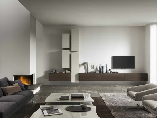 Mobile sospeso in legno e laccato opaco ModulArt di Presotto